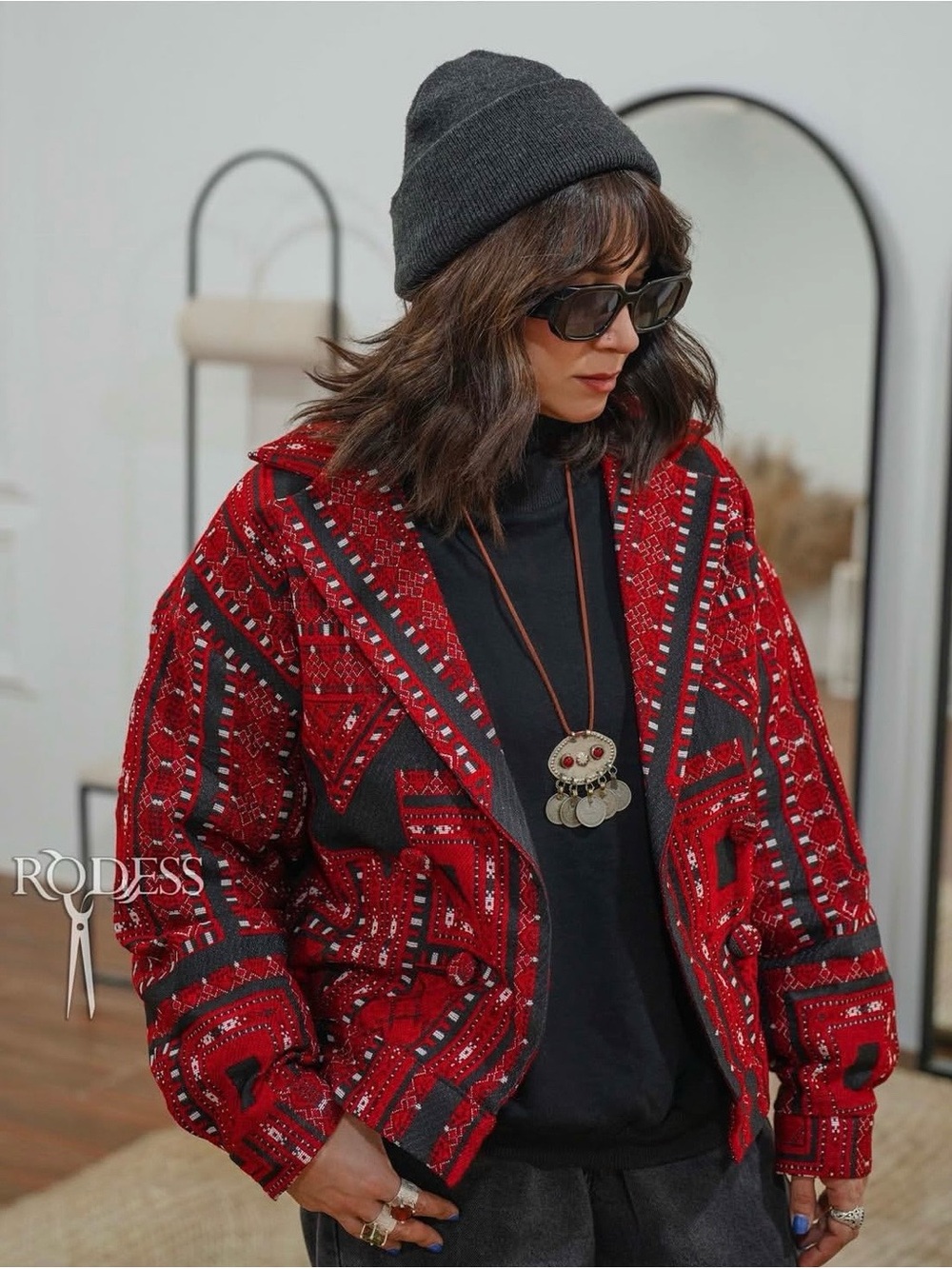 Red Patterned Jacket